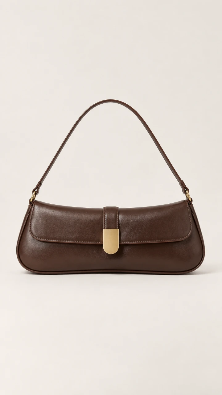 Schultertasche aus schokoladenbraunem Leder